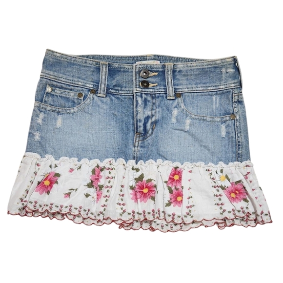 NWOT Abercrombie Vintage Denim Floral Skirt - Picture 5 of 10